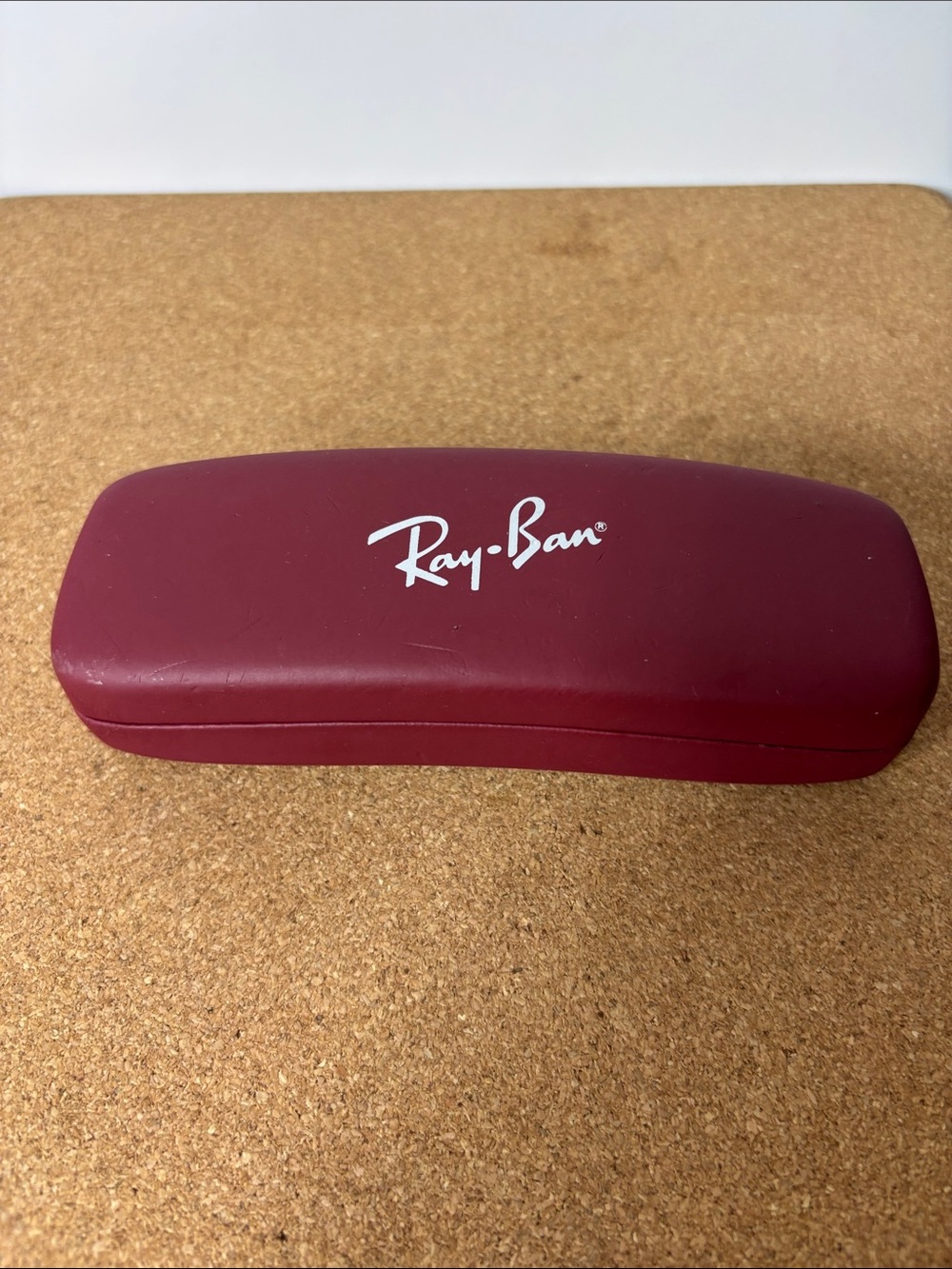 Ray-Ban Maroon Hard Sunglasses Case with White Logo 6x2”